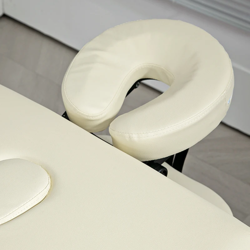 HOMCOM Table de massage pliable portable + housse de transport charge max. 225 Kg hauteur réglable 210 x 90 cm crème