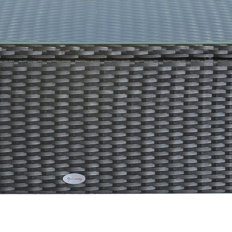 Outsunny Ousunny Masa de Cafea cu Sticla Securizata, Negru