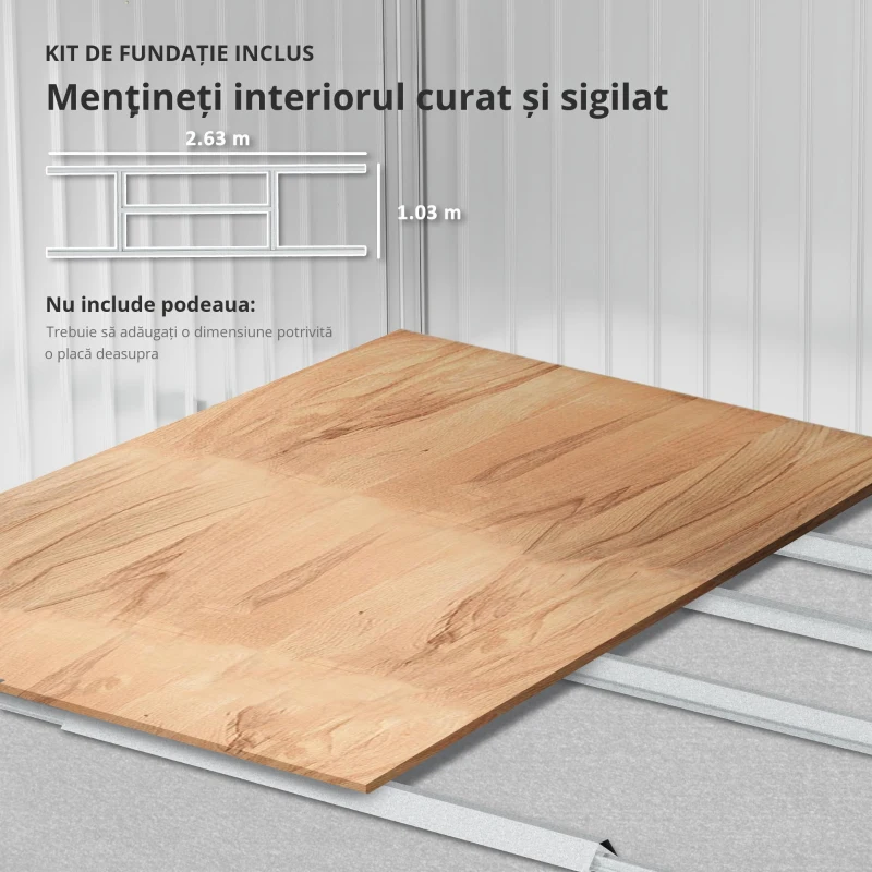 Outsunny Șopron pentru Unelte cu Acoperiș Înclinat și Uși Glisante Duble, 277x195x192 cm, Verde Închis