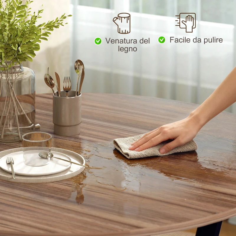 HOMCOM Tavolo Rotondo da Soggiorno per 2 Persone con Sostegno a X, in Legno e Acciaio, Ø90x76 cm, Nero e Marrone