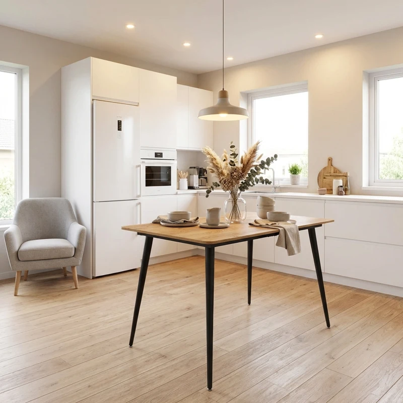 HOMCOM Table à manger pliante table extensible 120-160 cm jusqu'à 6 à 8 personnes avec pieds en acier, naturel