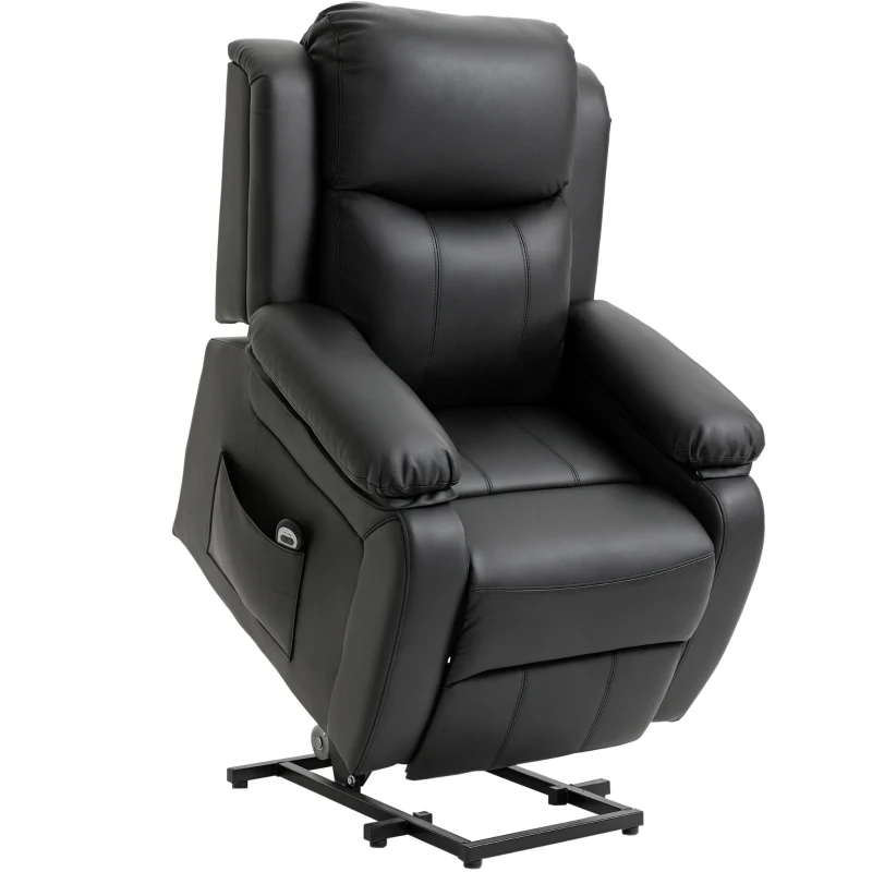 HOMCOM Fauteuil releveur électrique fauteuil relax électrique avec repose-pied télécommande et 2 pochettes 76x90x105cm noir