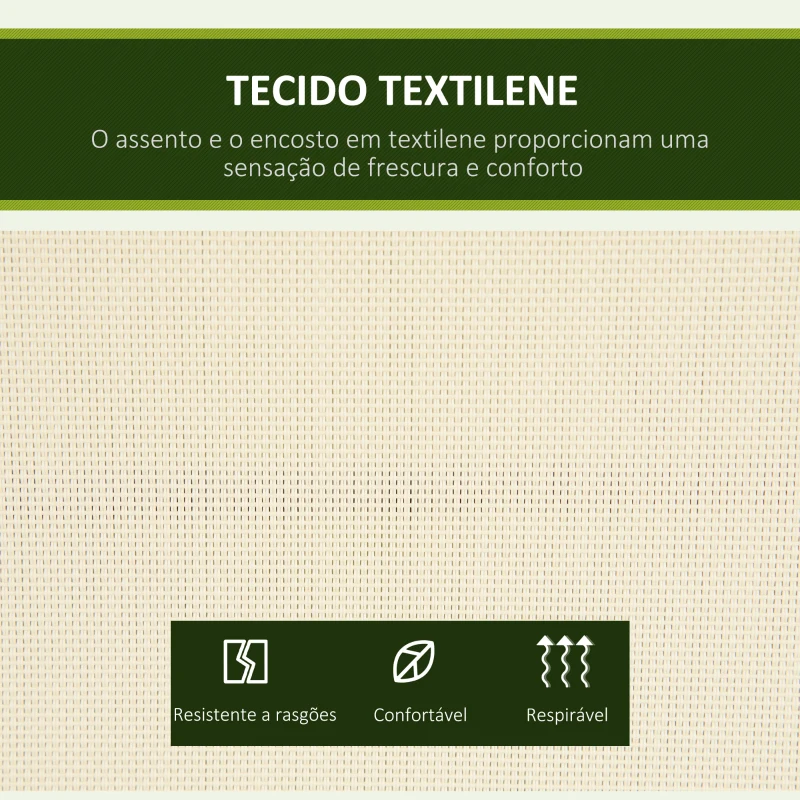 Outsunny Baloiço de Jardim Exterior de 2 Lugares com Toldo Ajustável e Estrutura em Aço Assentos Textilene 140x118x162 cm Bege