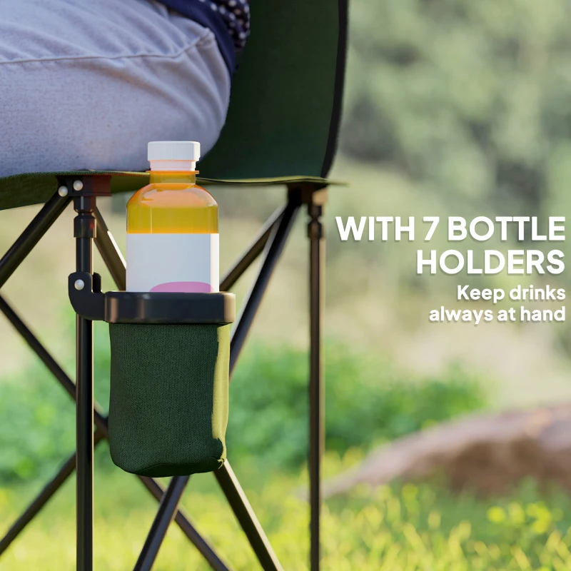 Outsunny 6 Seater Folding Camping Chair with Cup Holder & Carry Bag - Green