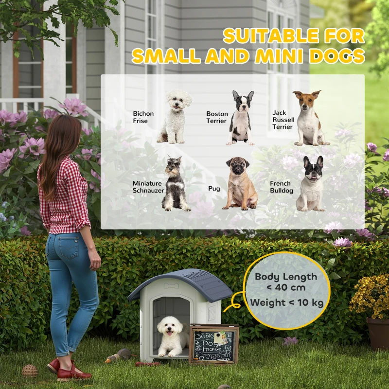 PawHut Outdoor Dog Kennel, Plastic Dog House with Removable Floor, Waterproof Roof, Raised Floor, 71 x 60 x 63 cm