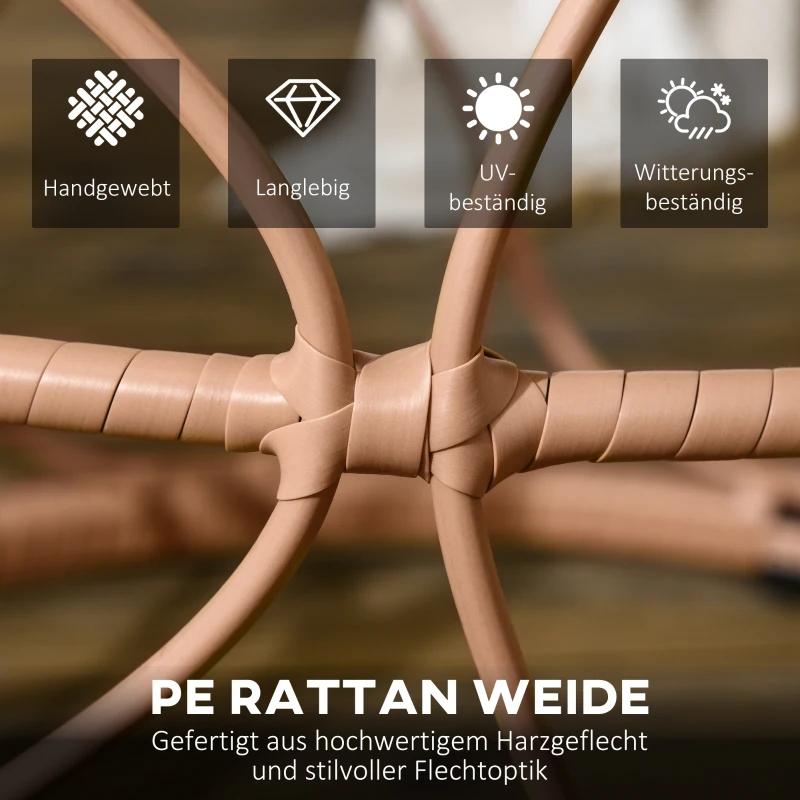 Outsunny 2er-Set Gartentische Outdoor-Beistelltische, Boho-Stil, Indoor. Outdoor, 55 cm x 55 cm x 51 cm, Schwarz + Natur