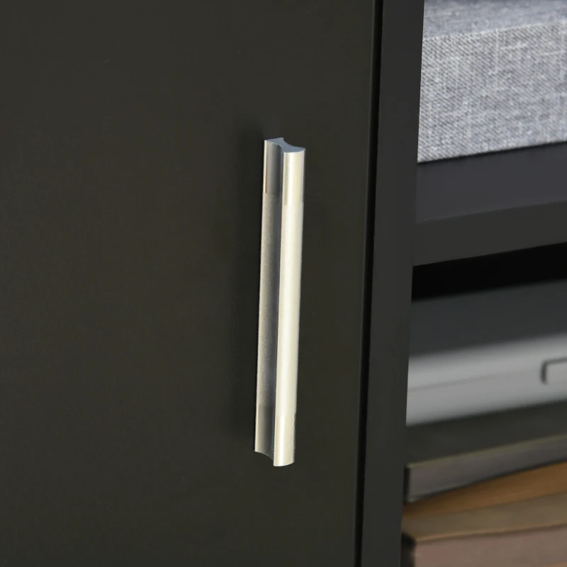 HOMCOM Mobile Porta Stampante a Rotelle con Armadietto e 3 Ripiani Aperti, in Legno, 60x50x65.5 cm, Nero