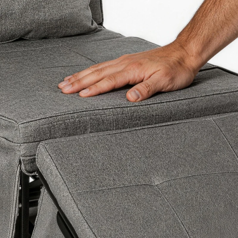 HOMCOM Pouf Letto Pieghevole Multiuso 4 in 1 con Schienale Reclinabile a 5 Livelli, Grigio