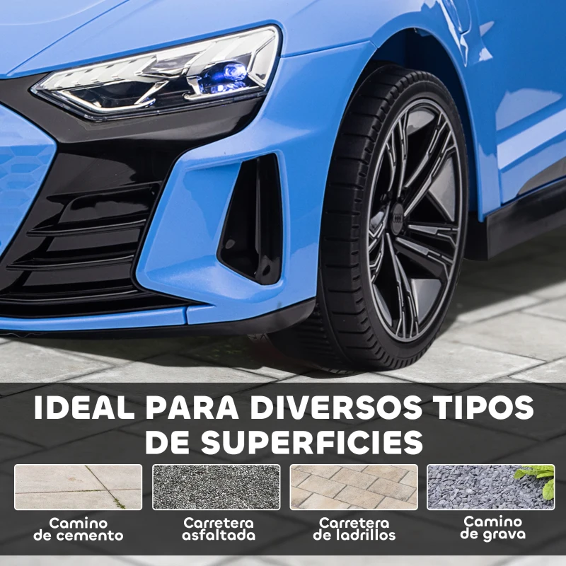 HOMCOM Coche Eléctrico para Niños de +3 Años AUDI RS e-tron GT Coche de Batería con Mando a Distancia 103x58x41 cm Azul
