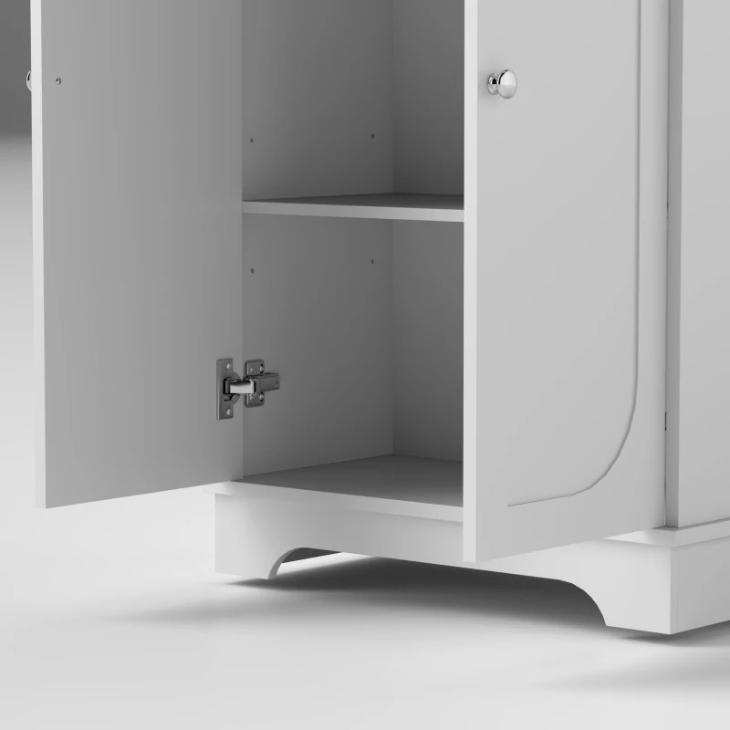 HOMCOM Alacena de Cocina Mueble Auxiliar de Cocina con 4 Puertas y Estantes Ajustables para Comedor Salón 60x30x183 cm Blanco