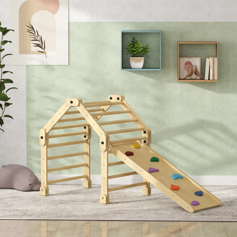 AIYAPLAY 3 en 1 Echelle d'escalade avec toboggan rampe, jouet d'escalade pliable pour enfants 18-48 mois charge 50 Kg