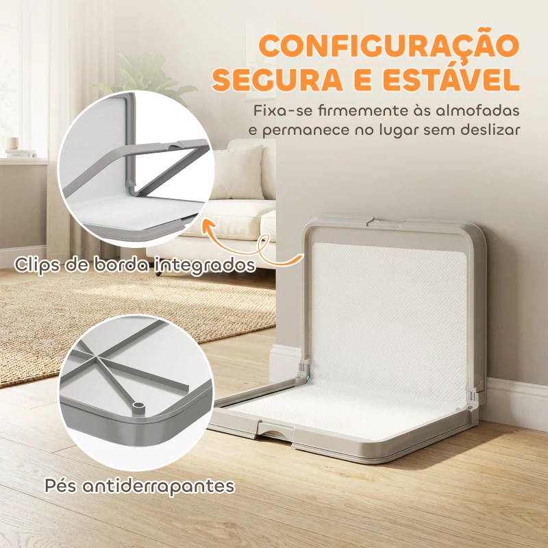 PawHut Sanitário Dobrável para Cães 86x62 cm Tabuleiro Higiênico Treino 3 Almofadas Pés Antiderrapantes Cinzento