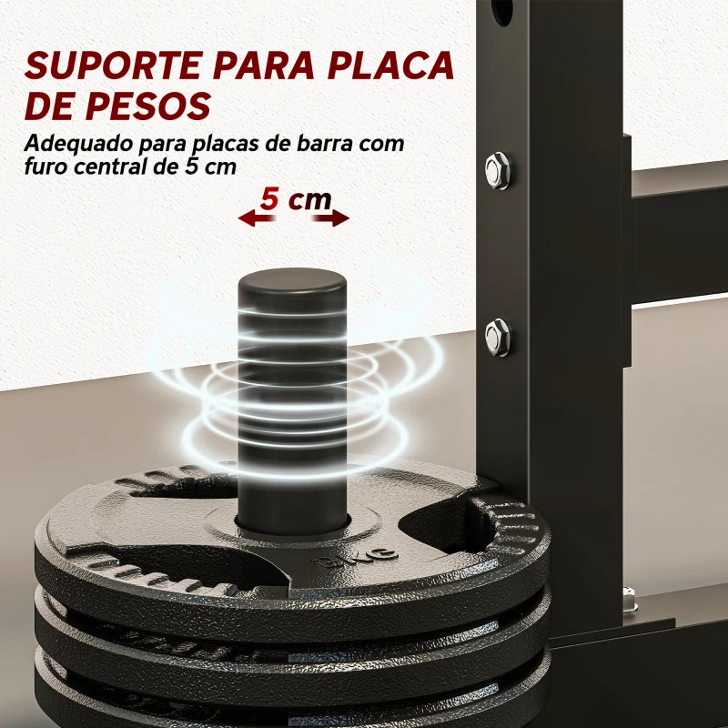 SPORTNOW Suporte Ajustável para Barras de Pesas com Segurança Reforçada Carga até 300 kg Altura Regulável 48-135/45-85 cm Preto