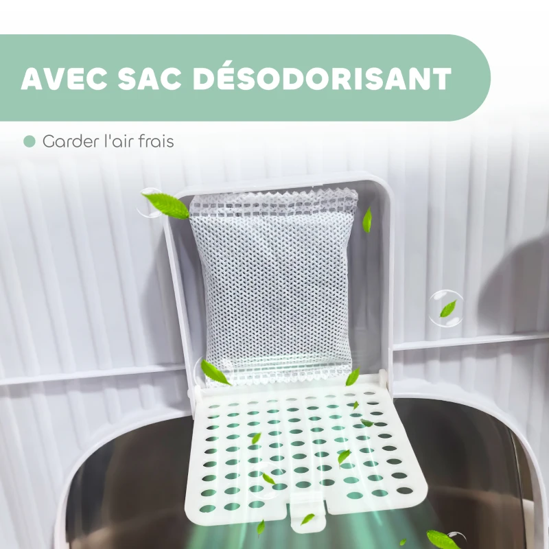 PawHut Maison de toilette pour chat bac à litière fermé chat avec porte translucide pelle incluse 40,5 x 52,5 x 42,5 cm vert