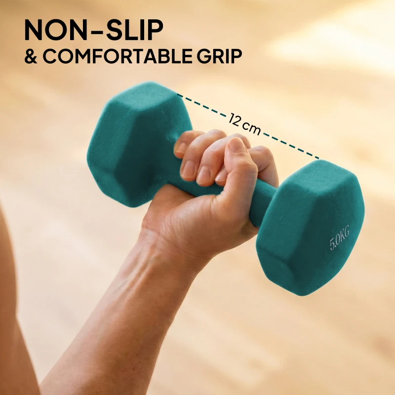 SPORTNOW Hex Dumbbells Set with Dumbbell Rack, Non Slip Hand Weights for Home Gym Strength Training, 2 x 1kg, 2 x 3kg, 2 x 5kg