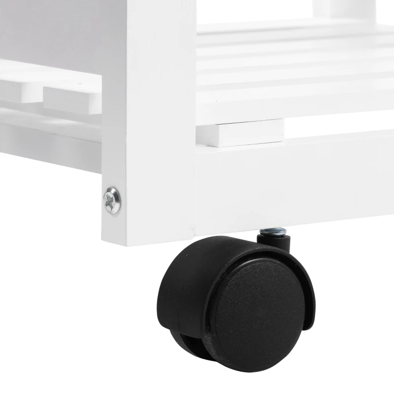 HOMCOM Carrito de Cocina Carro de Servicio Multifuncional con Cajones Cestas Estantes para Especias Toallero Ruedas 92x37x82 cm Blanco