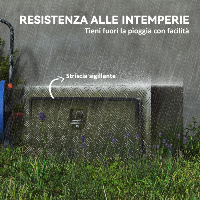 HOMCOM Cassetta degli Attrezzi Box Portautensili Alluminio 76x35.5x40.6cm Argento