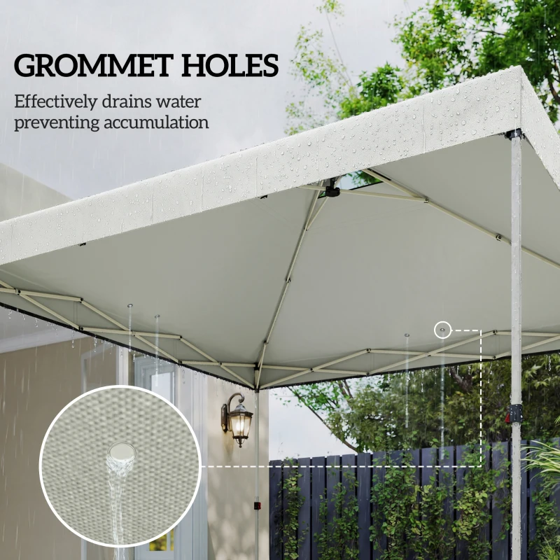 Outsunny Gazebo Roof Replacement UV50+ Waterproof Pop Up Canopy Cover with 8 Drainage Holes 3 x 3 m White