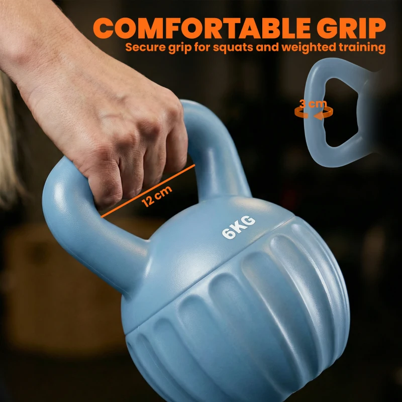 SPORTNOW Kettlebell for Strength Training Kettle Bell with Non-Slip Handle 6 kg Blue