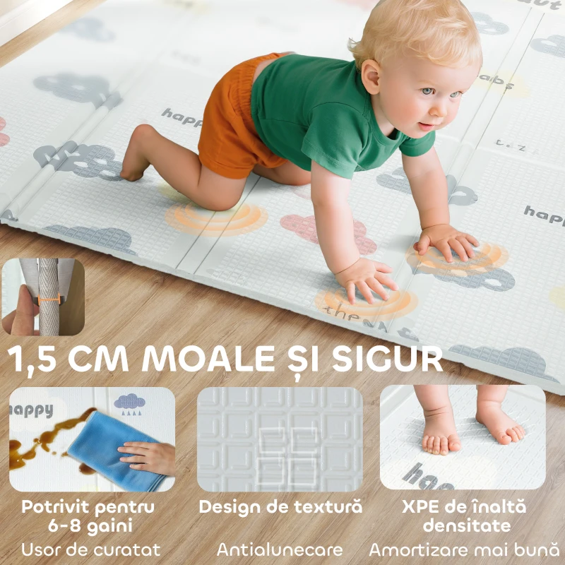 AIYAPLAY Covor pentru Copii cu Literele Alfabetului și Suprafață Impermeabilă din XPE, Multicolor, 200x180x1.5 cm