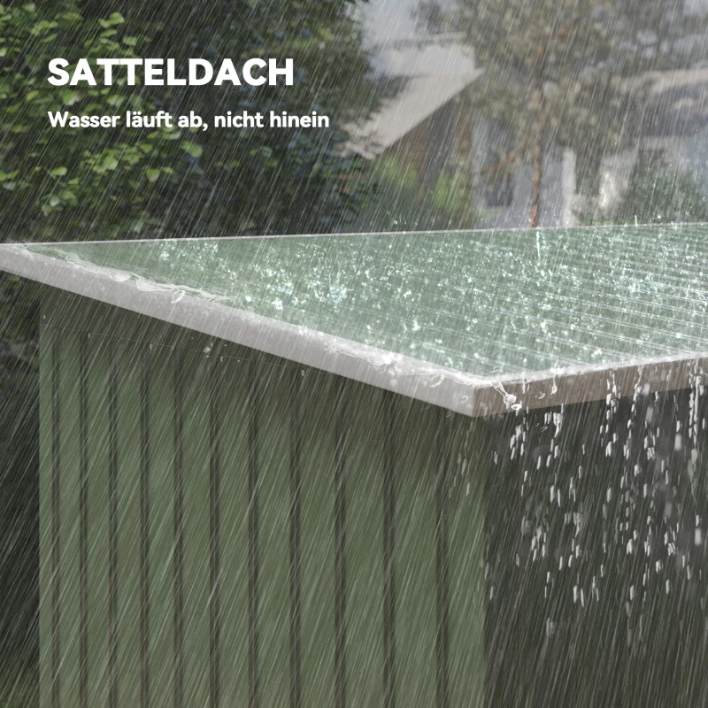 Outsunny Tuinhuis tuinhuisje met schuifdeur raam buiten staal lichtgroen