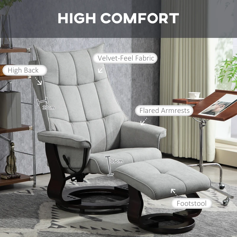 Fotel relaksacyjny z podnóżkiem, obrotowy, szary