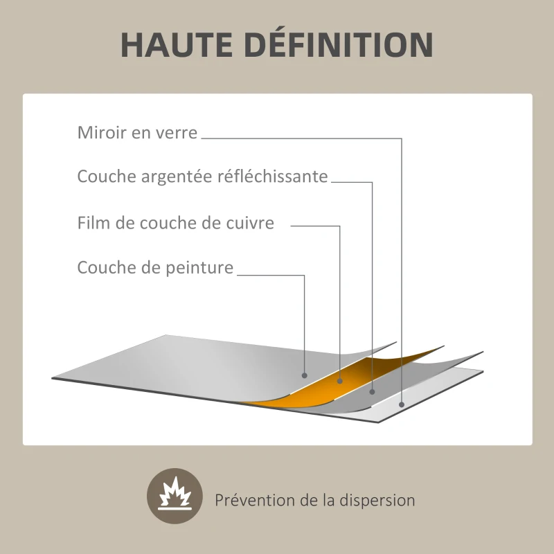 HOMCOM Miroir mural miroir décoratif forme organique avec cadre en bois horizontal ou vertical 80 x 60 cm naturel