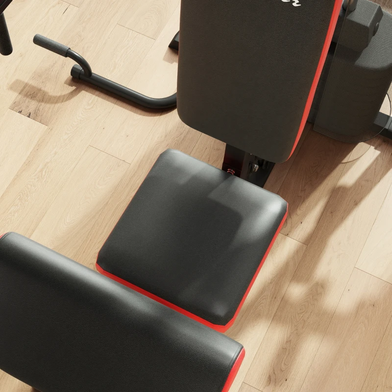 SPORTNOW Stazione Fitness Multifunzione per Allenamento del Corpo, in Acciaio e PU, 225x175x200 cm, Nero