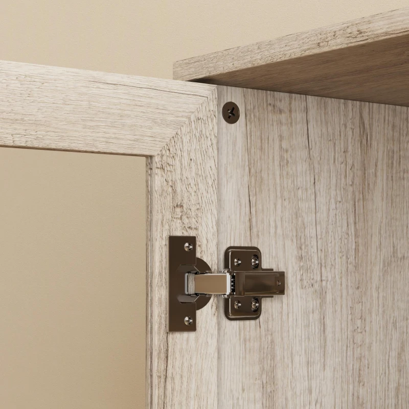 HOMCOM Alacena de Cocina con Vitrinas con 4 Puertas Cierre Suave y Estantes Ajustables, 90x35x172 cm Gris Claro