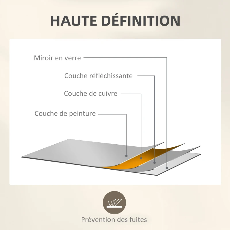 HOMCOM Miroir mural verrière rectangulaire style fenêtre, horizontal ou vertical avec 4 crochets, en métal noir - 110x50 cm