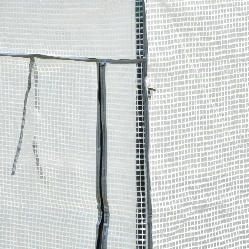 Outsunny Gewächshaus mit PE-Gitterfolie, Tür, winterfest Foliengewächshaus aus Stahl, Treibhaus 100 x 50 x 150 cm, Weiß