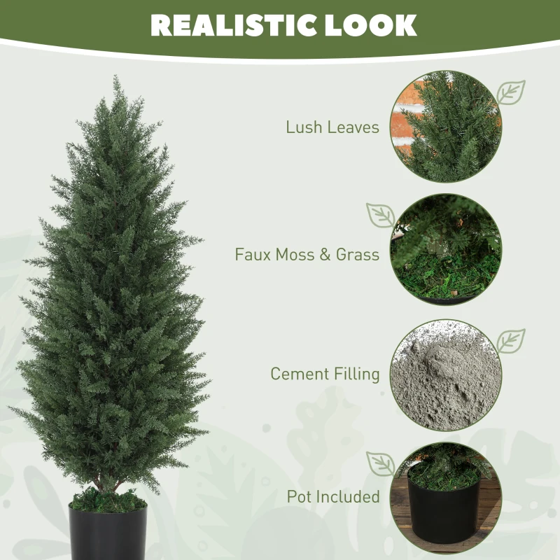 Sztuczne cyprysy 90 cm, 2 sztuki, UV-odporne w doniczce