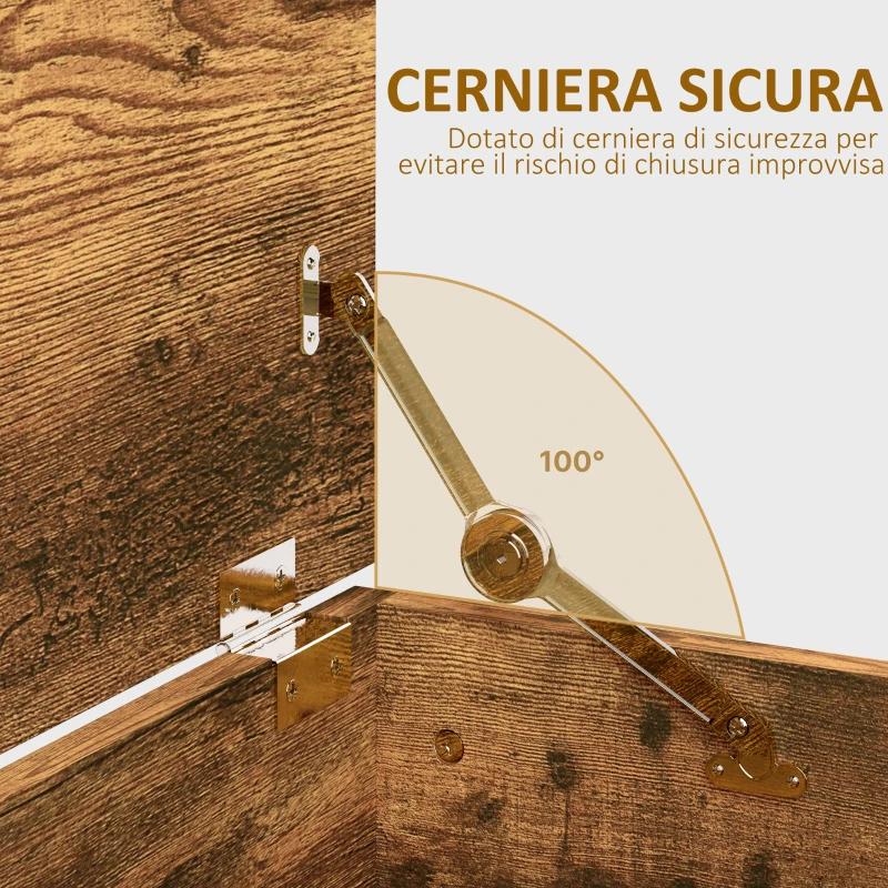 HOMCOM Panca Contenitore Multiuso in Legno per Camera da Letto e Ingresso, 120 kg, 100x40x40 cm, Marrone