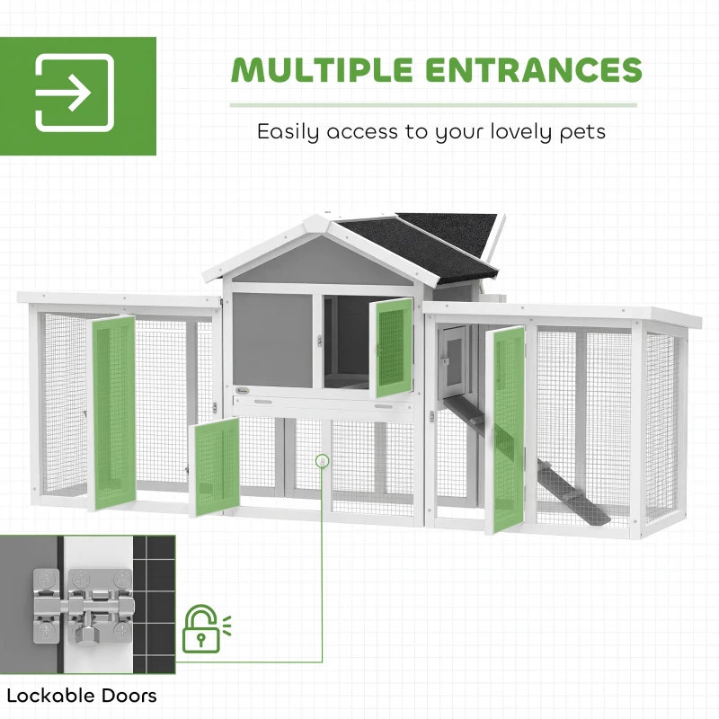PawHut Large Chicken Coop, Wooden Outdoor Chicken Cage Poultry Hen House with Nesting Box
