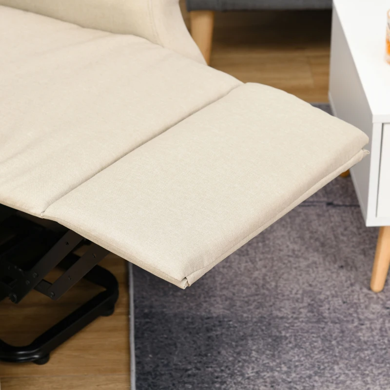 HOMCOM Fauteuil releveur inclinable avec Repose-Pied Fauteuil de Relaxation électrique Ajustable Lin Crème(m-12)