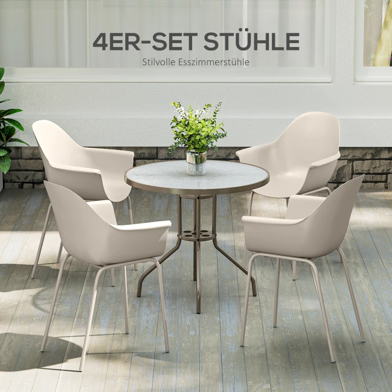 Outsunny 4er-Set Gartenstühle Outdoorstühle Gartenstuhl, Moderns Design, 59 cm x 55 cm x 84 cm, Grau