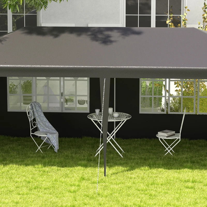 Outsunny Tenda de Jardim 6x3m com 4 Paredes Laterais e 2 Janelas Visíveis Pérgola Gazebo de Exterior para Festas e Eventos Cinzento