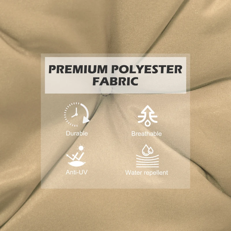 Outsunny Zestaw 2 poduszek na krzesła, 98 x 50 cm, z wiązaniami, grube 8 cm wypełnienie, kolor khaki