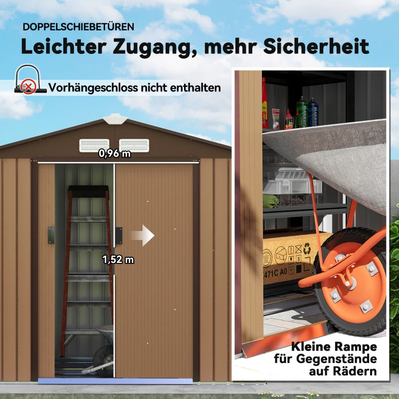 Outsunny tuinhuisje metaal geel 213 x 130 x 185 cm