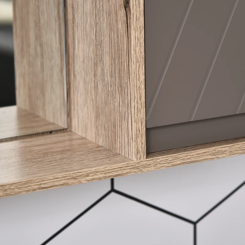 HOMCOM Bathroom Mirror Cabinet, Wall-Mounted Bathroom Cabinet with Mirror and Adjustable Inner Shelf,  57L x 14.2W x49.2H cm