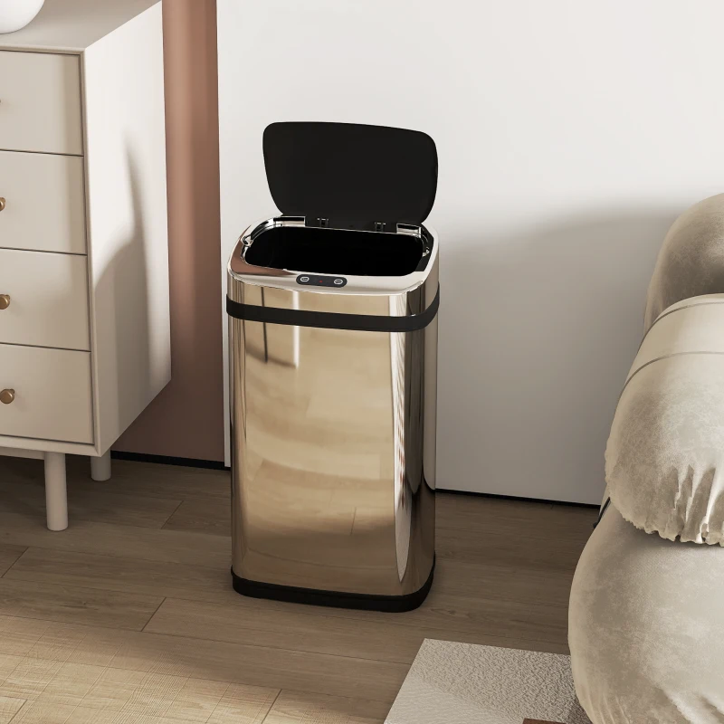 HOMCOM 30L Stainless Steel Motion Sensor Lid Bin - Silver Tone