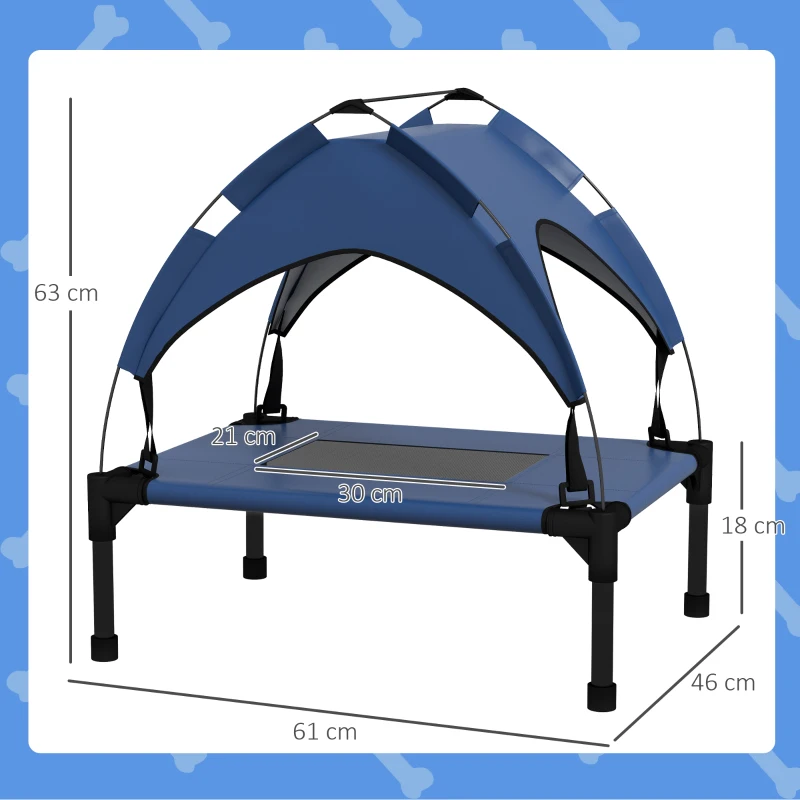 PawHut Hundebett mit Dach, Outdoor, tragbar, wasserabweisend, bis 30 kg, 61 x 46 x 63 cm, Dunkelblau