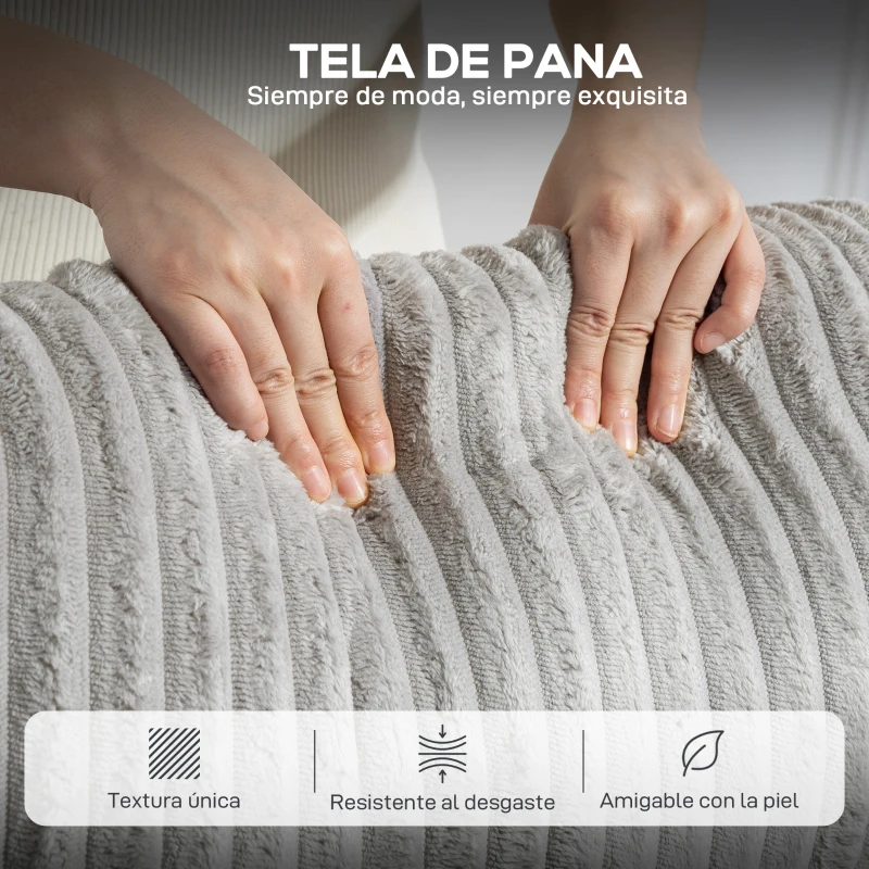 HOMCOM Sillón Relax Reclinable Manual Tapizado en Pana Instalación Rápida Reposapiés Acolchado Grueso Gris Claro