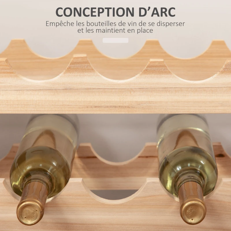 HOMCOM Casier à bouteilles pour 36 bouteilles, étagère à vin avec 3 niveaux modulable, 114×28×42,5cm, bois naturel