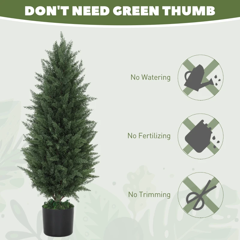 Sztuczne cyprysy 90 cm, 2 sztuki, UV-odporne w doniczce