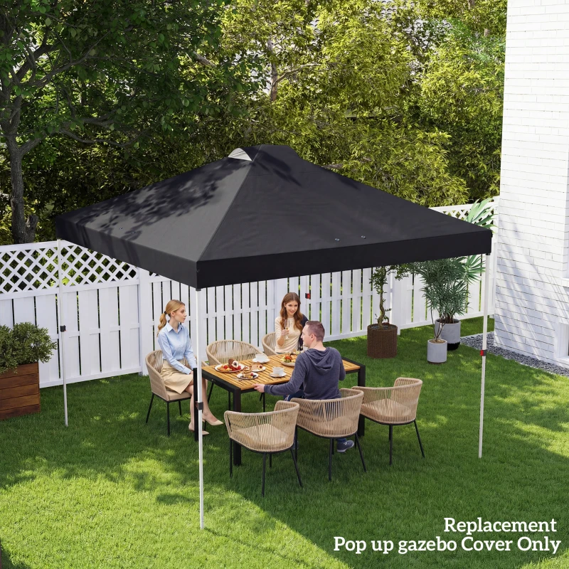 Outsunny gazebo roof replacement UV50+ Waterproof Pop Up Canopy Cover with 8 Drainage Holes 3 x 3 m Black