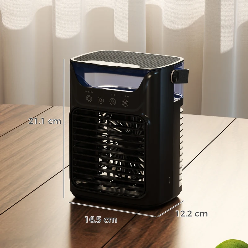 HOMCOM Desk Fan with Adjustable Head, 3-Speed Small Fan with 700ml Water Tank Black