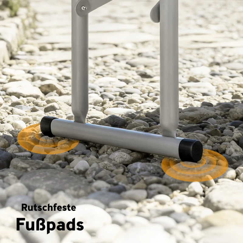 Outsunny 3-teiliges Picknicktisch-Set, 1 Tisch, 2 Bänke, Faltbarer Campingtisch mit Tragegriffen, Kunststoff, Metall, Weiß