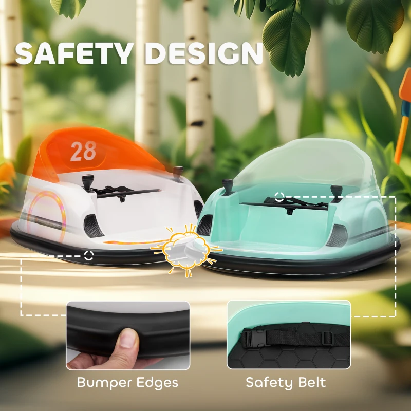 AIYAPLAY Samochodzik zabawka, obrotowy o 360°, 2 km/h, pas bezpieczeństwa, LED światła, muzyka i klakson, Zielony