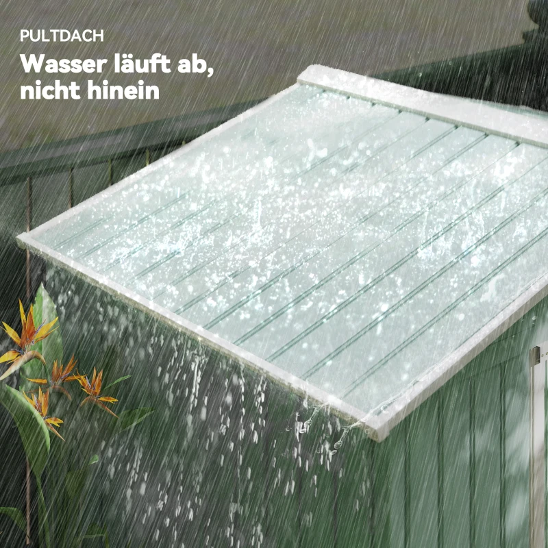 Outsunny gereedschapsschuur, tuinhuisje, met schuifdeuren, fundering, weerbestendig, staal, groen, 213 x 130 x 185 cm(m-7)